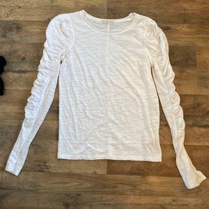 We the Free white long sleeve cute ruffled sleeves. Size small
